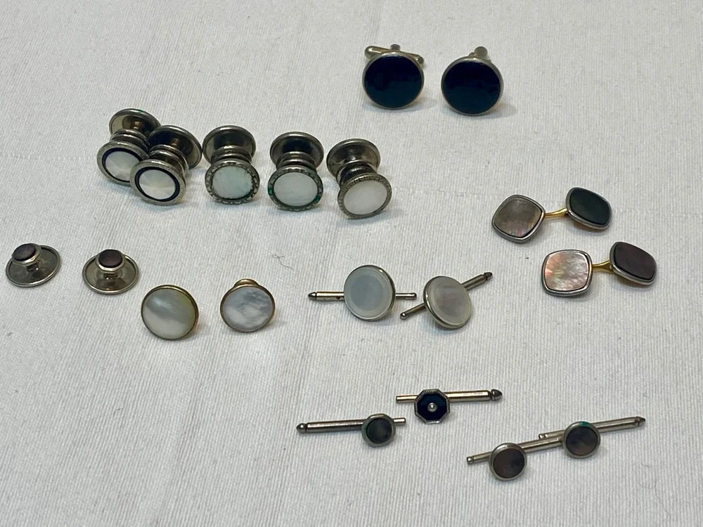 Lot Vintage Art Deco Snap Links Pull Apart Cufflinks Tie Tacks